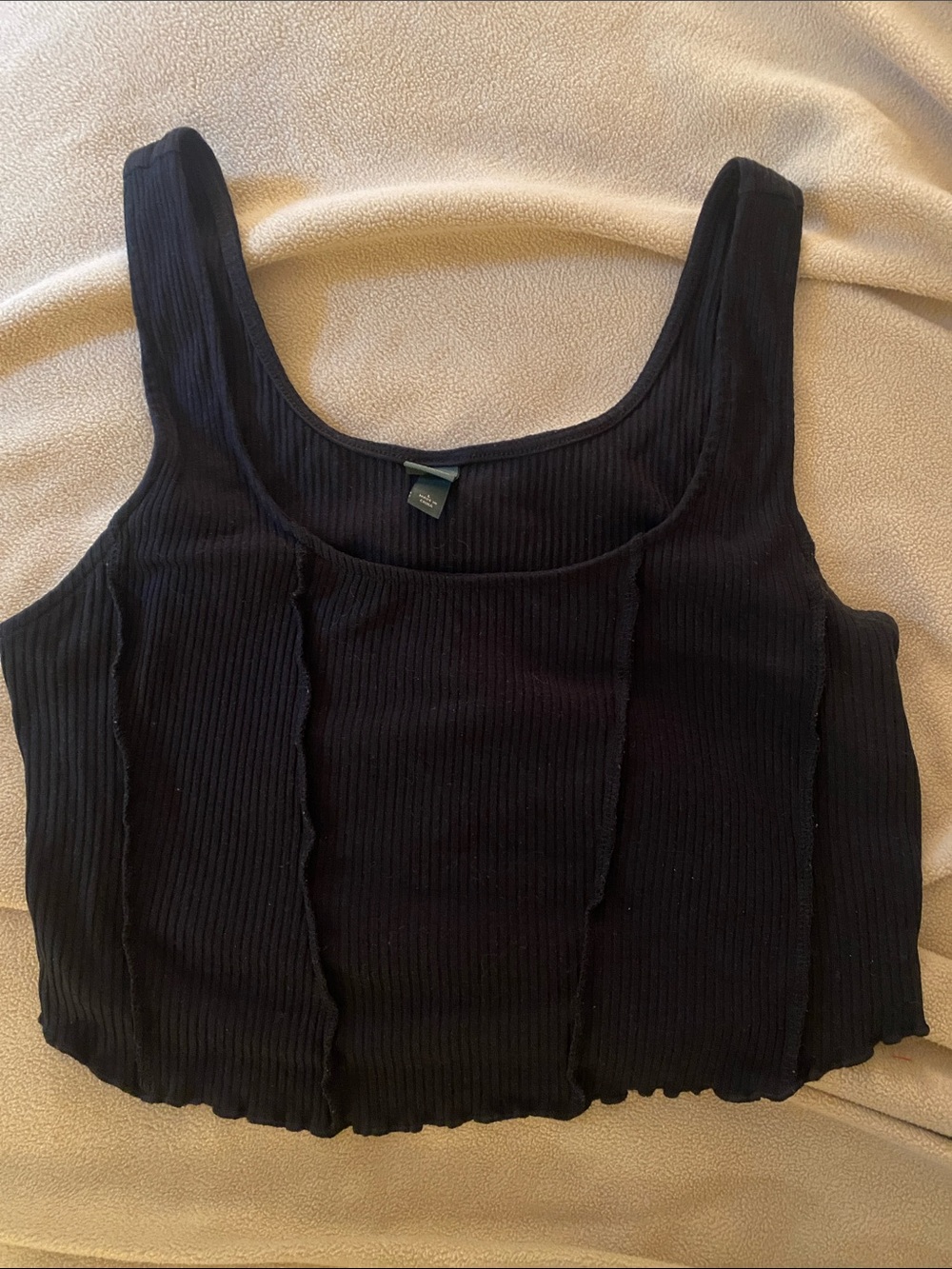 wild fable Black Ribbed Square Scoop Tank